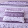 WONGS BEDDING Boho Quilt Set King,Purple Bohemian Striped Patchwork Bedspread