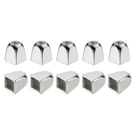 sourcing map 10Pcs Metal Bell Stopper, 4mm Square Cord Ends Lock Rope Fastener End Stoppers for Drawstring Lanyard Backpack Bag DIY, Silver