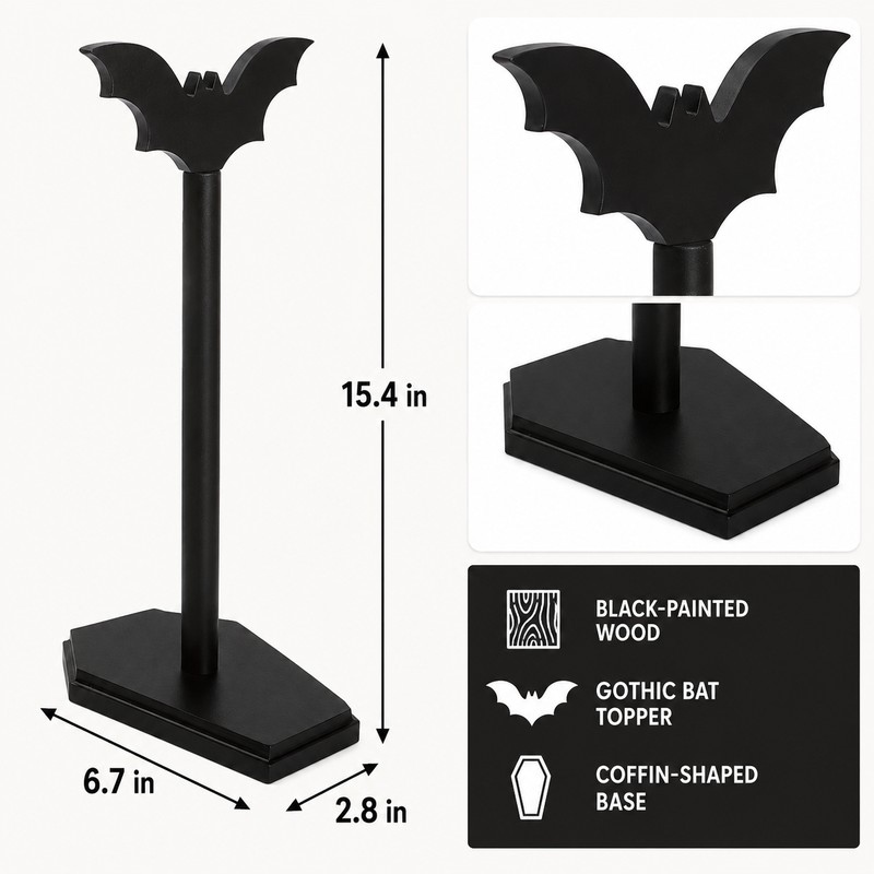 Bat Paper Towel Holder for Countertop Use - Gothic Wood