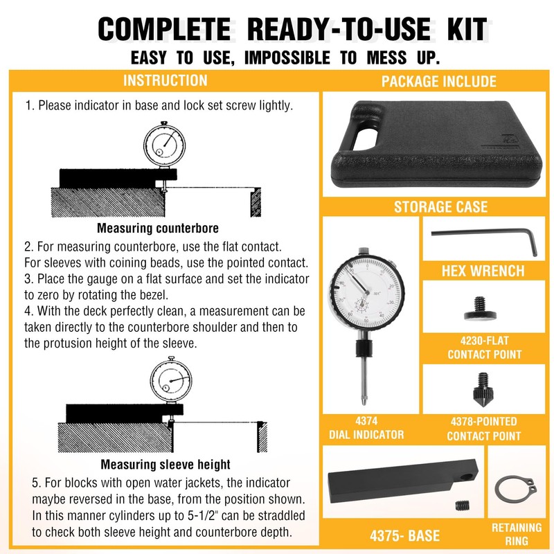 6434 Sleeve Height and Counter Bore Gauge for All Diesel