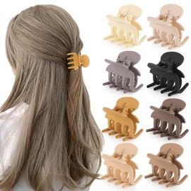 CHLINS 8 Pack Small Claw Clips 1.8 Inch, Matte Medium Hair Clips for Women and Girls, Non-Slip Strong Hold Jaw Claws for Thin Fine Hair, Hair Accessories for Half Updo