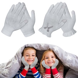 Migliore Wear 2 Pairs Kids Moisturizing Gloves, Kids Cotton Gloves for Eczema, Touchscreen Design Overnight Kids Gloves for Dry Hands, Eczema Gloves for Children Age 7-12