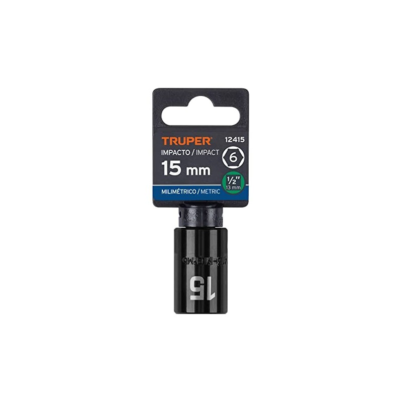 Truper D-7415-M, Dado de impacto 6 puntas mm, 15 mm,