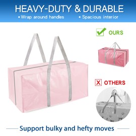 Heavy Duty Extra Large Moving Bags with Extra Long Handles -Includes Backpack Straps - Easy Storage For Space Saving (Mixed Color-6 Bag)