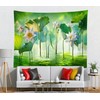 CORFOTO 5x3ft Fabric Summer Lotus Flower Backdrop Green Lotus Leaves