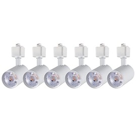 Arcfox 7W Dimmable LED Track Lighting Heads 3 Wire Single Circuit H Type Track Light Rail Ceiling Spotlight Fixture CRI90 for Dining Room Kitchen Accent Lighting 6 Pack (White, 3000K Warm White)