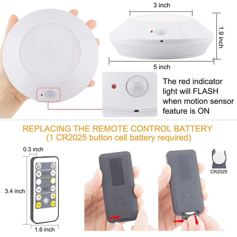 HONWELL Battery Operated LED Ceiling Light, Motion Sensor Ceiling Light,
