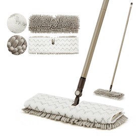 Eyliden Dual-Sided Flip Mop - One Side for Scrubbing, One Side for Dusting - Microfiber Flat Dust Mop with 2 Washable Mop Pads, Wet Dry Mops for Hardwood Tile Laminate Ceramic Marble Floor Cleaning
