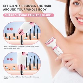 Maquinilla de afeitar eléctrica para mujer, mojado/seco, 5 en 1, recortadora de bikini para cara, nariz, cejas, brazos, axilas, piernas, área púbica, 