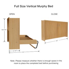 ROOMTEC Full Murphy Bed Hardware Kit, Folding Wall Bed Kit,Horizontal,Easy to Install,Saving Space