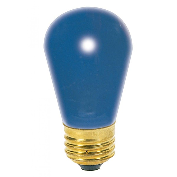 Satco 11S14/B Incandescent Indicator & Sign, 11W E26 S14, Ceramic Blue Bulb [Pack of 12]