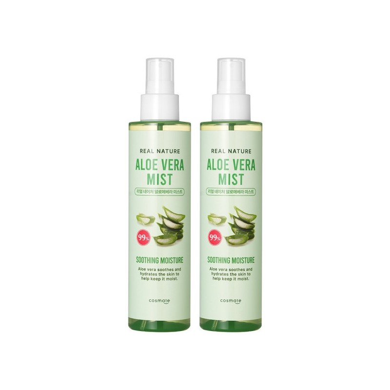 Cosmate Real Nature Aloe Vera Mist 200ml (2 Bottles) /