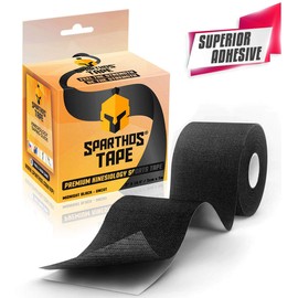 Sparthos Kinesiology Tape - Incredible Support for Pro Sports and Recovery - Free Kinesio Taping Guide! - Waterproof Rock Tapes Kinesiotape Kinetic Extreme h2o - Uncut (Black)