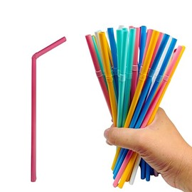 SYLVA - 50 Reusable, Flexible, Eco-Friendly PLA Straws | Multi-Coloured, Biodegradable, Bendy Drinking Straws for Kids & Adults | Perfect for Parties, Picnics & Everyday Use