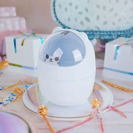 Cute Mini Desktop Rubbish Bin, Cartoon Cat Animal Shape Waste Bin with Swing Lid, Mini Countertop Rubbish Bin, Office Rubbish Bin, Small Rubbish Bin for Home (Blue)