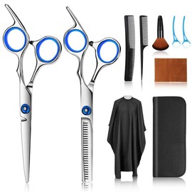 LANLIEBAO Hair Cutting Scissors Kits, 10 Pcs Stainless Steel Hairdressing Shears Set Professional Thinning Scissors For Barber/Salon/Home/Men/Women/Kids/Adults Shear Sets