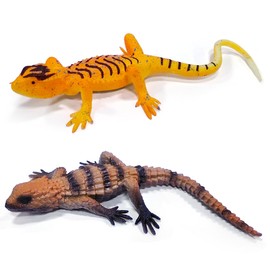 PHIEZC 2 Pack Rubber Animal Toy, Lizard Chameleon, Lizard Rubber Toy, Realistic Reptile Model, Educational Toy, Garden Decoration