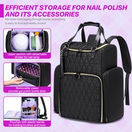 Nail Polish Organizer, Nail Polish Organizer Holds 80 Bottles (15ml-0.5 fl.oz) and Nail Lamp, Nail Polish Case with 2 nail polish Bag, Portable Travel Backpack for Nail Tech Supplies Manicure Tools
