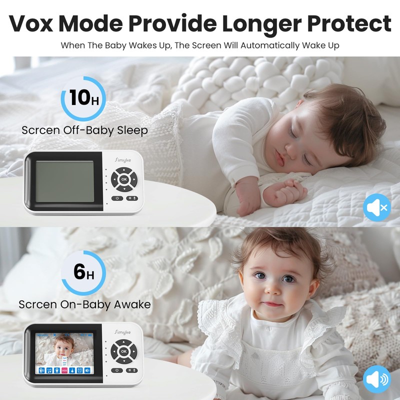 Simyke Smart Baby Monitor with 2 Cameras and Audio,App,Long Range,Night