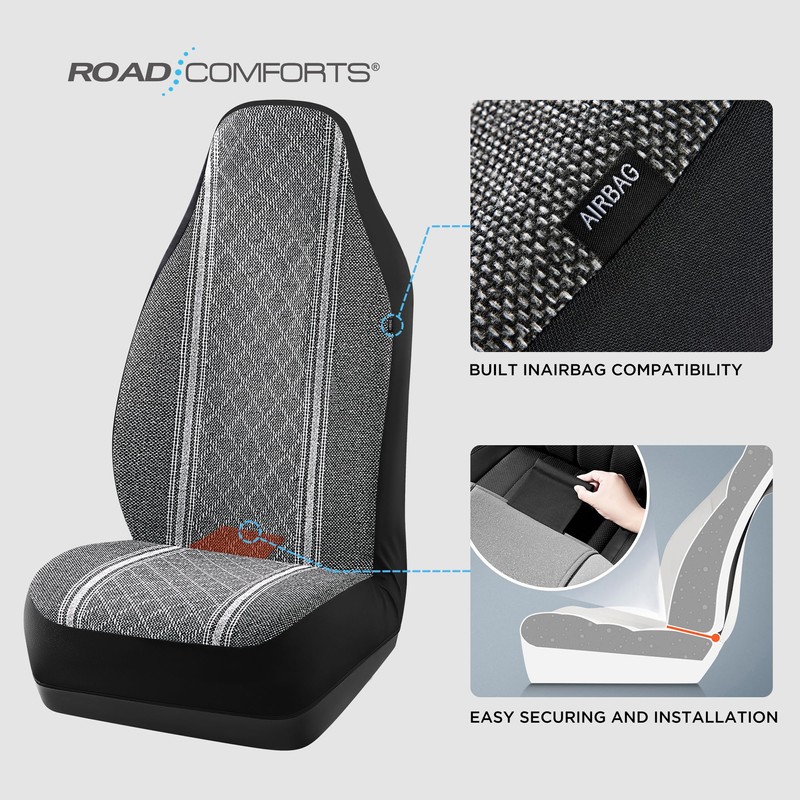 Road Comforts Baja Blanket Seat Covers Gray Diamond High Back