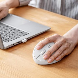 Sanwa 2.4G Wireless Left Handed Mouse, Ergonomic Left Hand Vertical Mouse for Small Medium Hands, 5 Buttons, 800/1200/1600 dpi, Blue LED Sensor, Compatible with Laptop, PC, Mac, Windows, White