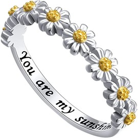 Caiyao Sunflower Ring Fashion Trend Flower Full Diamond Zircon Ring Ladies Jewelry Diamond Rings for Women-size7