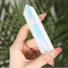 GUJOXILA 9-10 cm Opal Large Crystals Tower Healing Stone Rock Crystal Gemstones Rod Towers Hexagonal Point Rods Point Rod Healing Meditation Energy Reiki