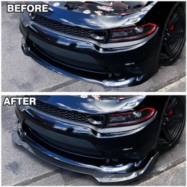 WildWell Front Bumper Lip for 2015-2024 Dodge Charger SRT Sport Style, Front Lip Spiltter Air Chin Body Kit Non-Widebody Carbon Fiber Style