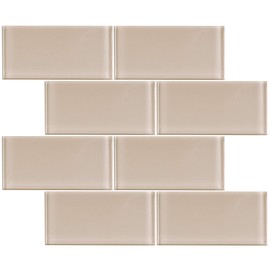 TCSAG-02 3x6 Beige Glass Subway Tile -Kitchen and Bath Backsplash Wall Tile (1sqt=8pcs)