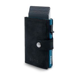 BORZ Prime MAXUS Magnetic 2 (Prime Edition 2022) Mini Wallet with Coin Compartment for Approx. 10 Cards, Credit Card Holder, Smart Wallet with Card Case, Genuine Leather Purse for Notes and Coins, MAXUS 2 Magnetic mit Münzfach