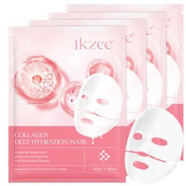 Bio-Collagen Real Deep Mask,Collagen Face Mask,Deep Lifting Mask, Pore Minimizing, Elasticity Improvement,Moisturize, Firm & Enhance Skin Vitality (4 pcs)