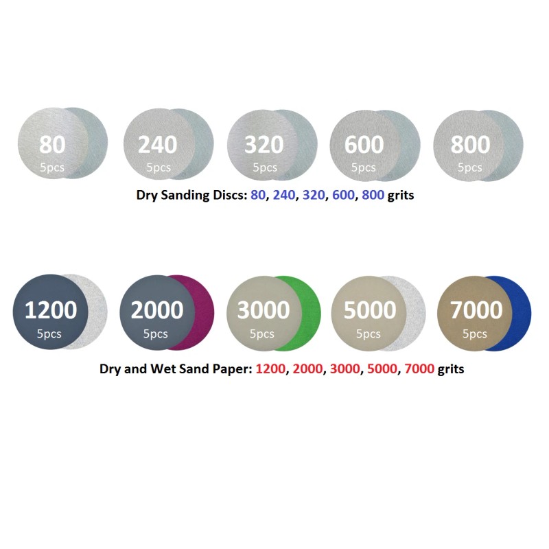 e-Rookie 53pcs 3 Inch Dry & Wet/Dry Hook&Loop Sanding Discs