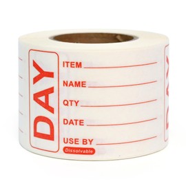 L LIKED 250 Dissolvable Labels - 49 x 74mm Dissolvable Food Labels Prepped Product Labels for Jars, Pantry and Meal Containers, Leaves No Sticky Residue After Use (1 Roll)
