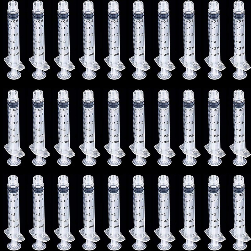 50 Pack 3ml Syringes Luer Lock with Measurement, Plastic Syringe