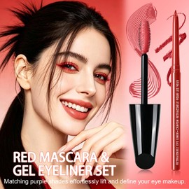 Red 5D Volume Length Mascara and High Pigmented Eyeliner Kit for Women