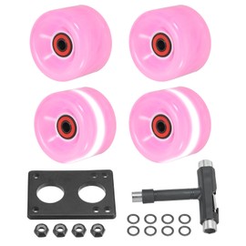 PATIKIL Roller Skate Wheelset 4pcs 65mm 78A Light Up Skateboard Cruiser Wheelset with Bearing Track Tool Kit for Outdoor Quad Skates Pink