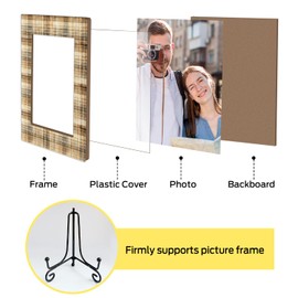 Doreen's Boutique Plaid Wooden Picture Frame, 4x6 Wooden Photo Frame with Easel, Wood Frames for Vintage Home Decoration, Farmhouse and Office Tabletop Display-51