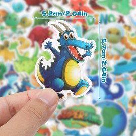 KINGTLE 100PCS Pegatinas para Niños,Calcomanías Impermeables,Pegatinas Kawaii Decorativas para Laptop, Botella de Agua Teléfonos Guitarras (Dinosaurio verde)