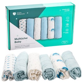 KOALA BABYCARE Muslin Cloths Baby 30 x 30 cm, Made of Soft Cotton, Baby Burp Cloths, Pack of 6, Muslin Baby Cloth, Absorbent and Breathable, Ideal for Cleaning and Drying