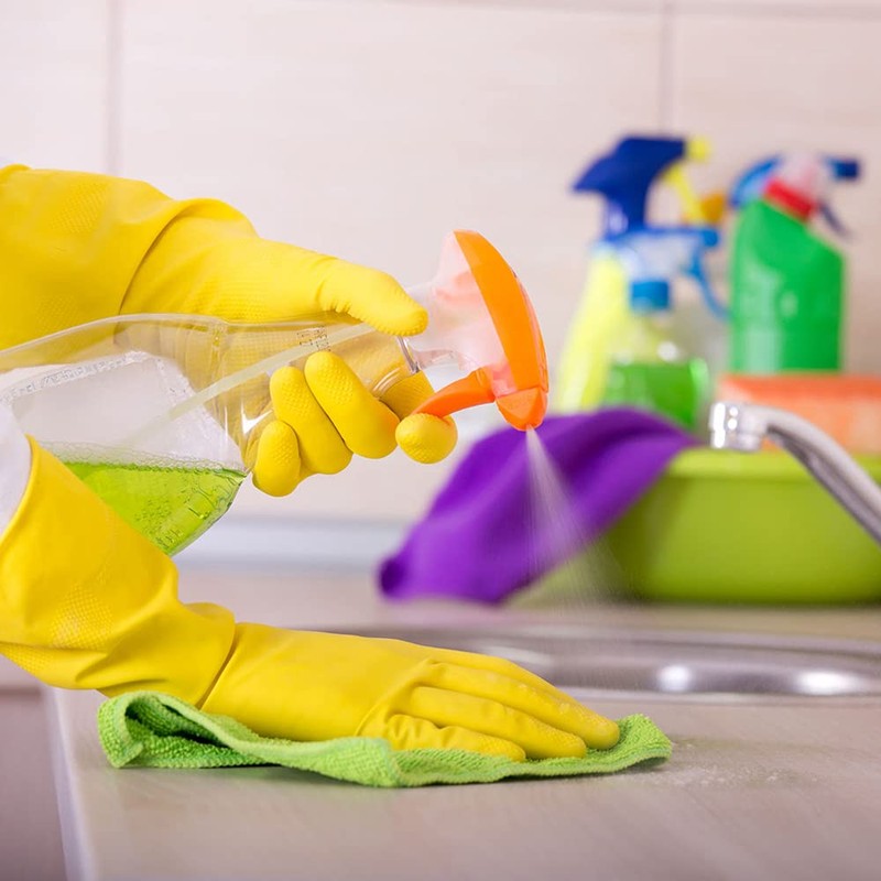 TRONEX 12 Pairs 12" Multipurpose Flock-Lined Kitchen Latex Gloves, Heavy