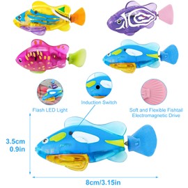 VLUVLA 4PCS Toy Fish, Swimming Robot Fish Toy for Cats, Robot Fish, Cat Interactive Pet Toy Electric Fish with LED Light, Toy Fish Swimming Pet Toy for Cats