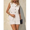 Tankaneo Womens 2 Piece Outfits Casual Suit Sets Sleeveless Button