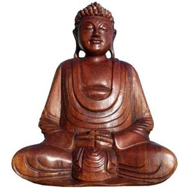 Wogeka Super Beautiful 20 cm Hand Bottom Buddha Meditation Wood Budda Feng Shui BMHU20