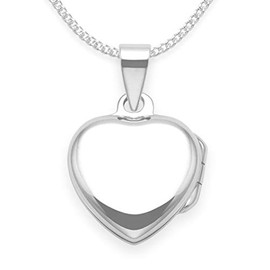 Heather Needham Silver 925 Sterling Silver Children's Heart Locket Necklace on 15 inch silver chain - SIZE: 13mm plus top. Gift boxed 8013/15/HNbox
