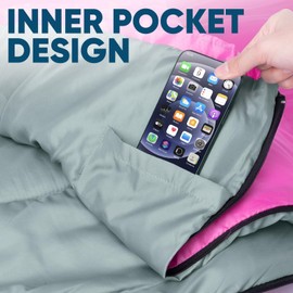 PTEROMY Sleeping Bags for Adults, Lightweight Water Resistant Backpacking Camping Sleeping Bag for Warm Cold Weather, Camping Essentials for Hiking Outdoor Travel (Pink)