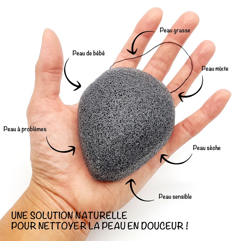 Organic Konjac Face Sponge Combined with Activated Carbon | Set
