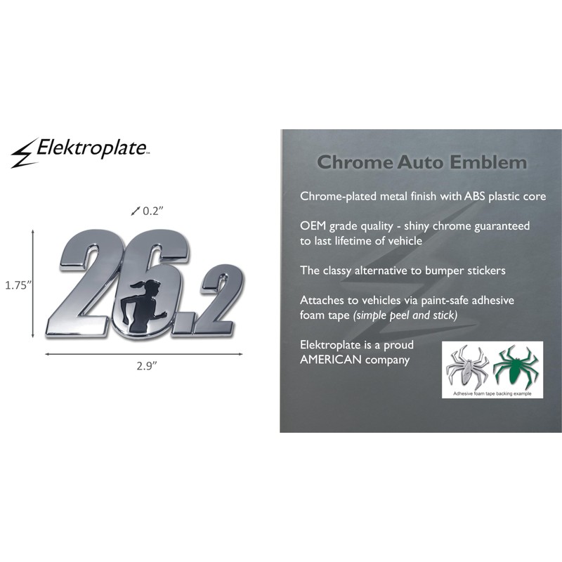 Elektroplate 26.2 Female Marathon Runner OEM Chrome Emblem for Cars,