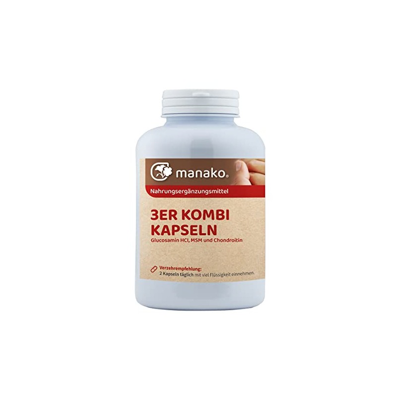 manako 3 Combination Capsules Glucosamine MSM Chondroitin, Pack of 300,