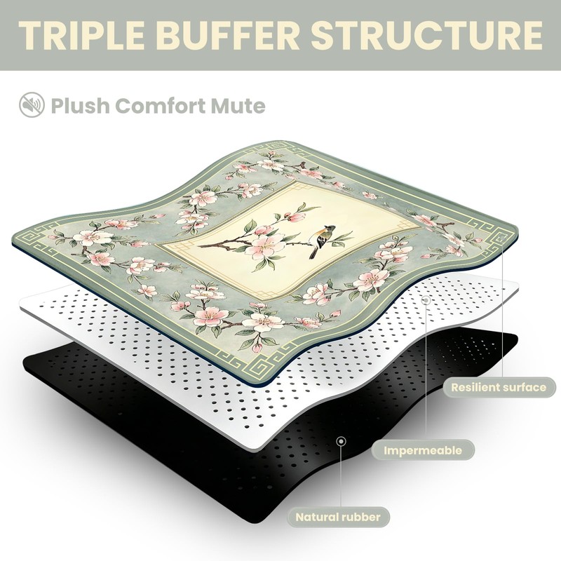 Mocsicka Green Chinoiserie Mahjong Mat 31.5" x 31.5"