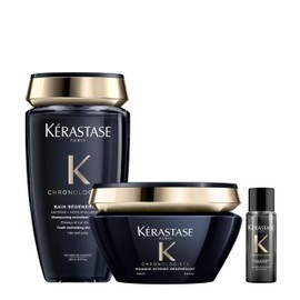 Kerastase Shampoo & Hair Mask Set, Bang Chronologist R 250mL + Mask Chronologist R 200mL with Free Hair Oil Sample (Euil Chronologist N) for Complex Hair Troubles